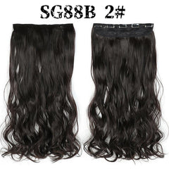 Long Curly Wavy Hair Extensions 5 Clips Synthetic Fiber Hairpieces
