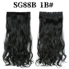 Long Curly Wavy Hair Extensions 5 Clips Synthetic Fiber Hairpieces