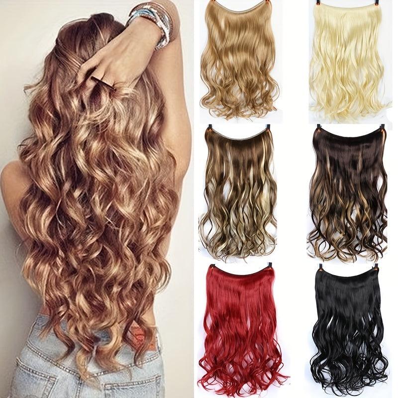 Long Wavy Hair Extensions with Invisible Wire Natural Look Hairpieces for Women