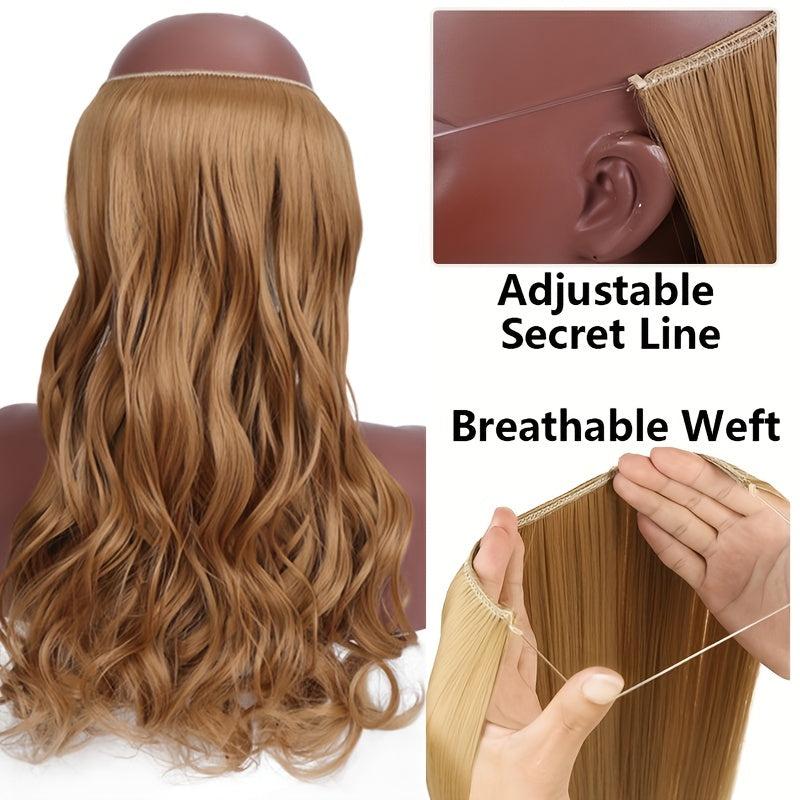 Long Wavy Hair Extensions with Invisible Wire Natural Look Hairpieces for Women