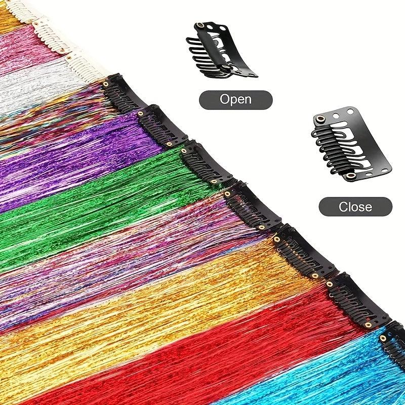 Long Straight Synthetic Hair Clip-In Extensions for Daily Use and Halloween