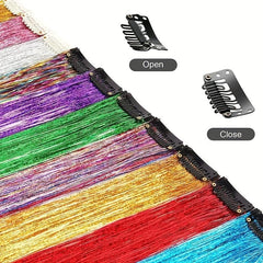 Long Straight Synthetic Hair Clip-In Extensions for Daily Use and Halloween