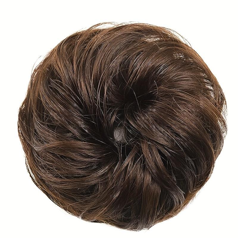 Messy Donut Hair Buns Tousled Updo Chignon With Elastic Hair Rope