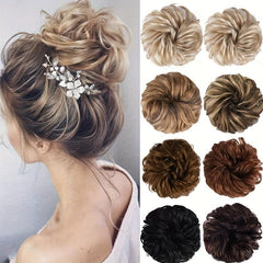 Messy Donut Hair Buns Tousled Updo Chignon With Elastic Hair Rope