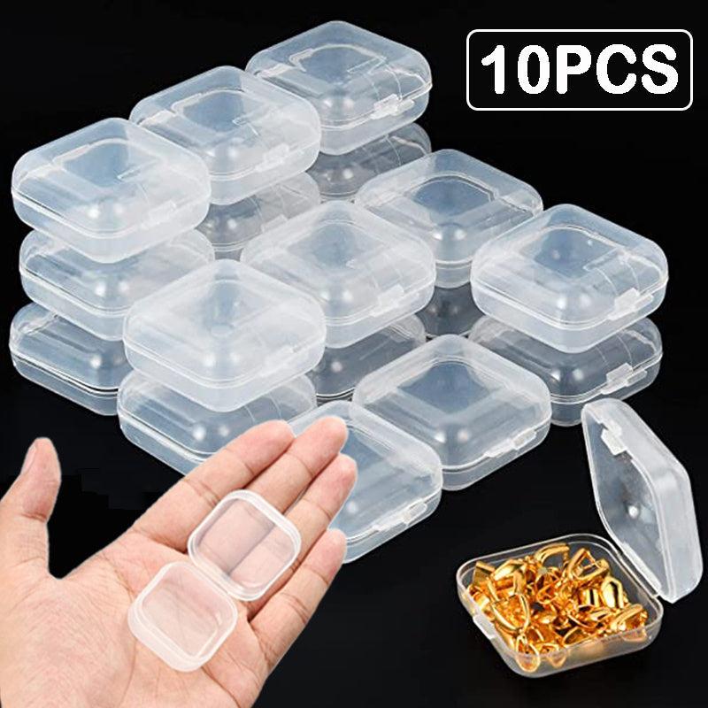 10 Clear Plastic Mini Boxes for Jewelry Earplugs Pills and More