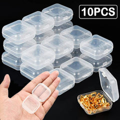 10 Clear Plastic Mini Boxes for Jewelry Earplugs Pills and More