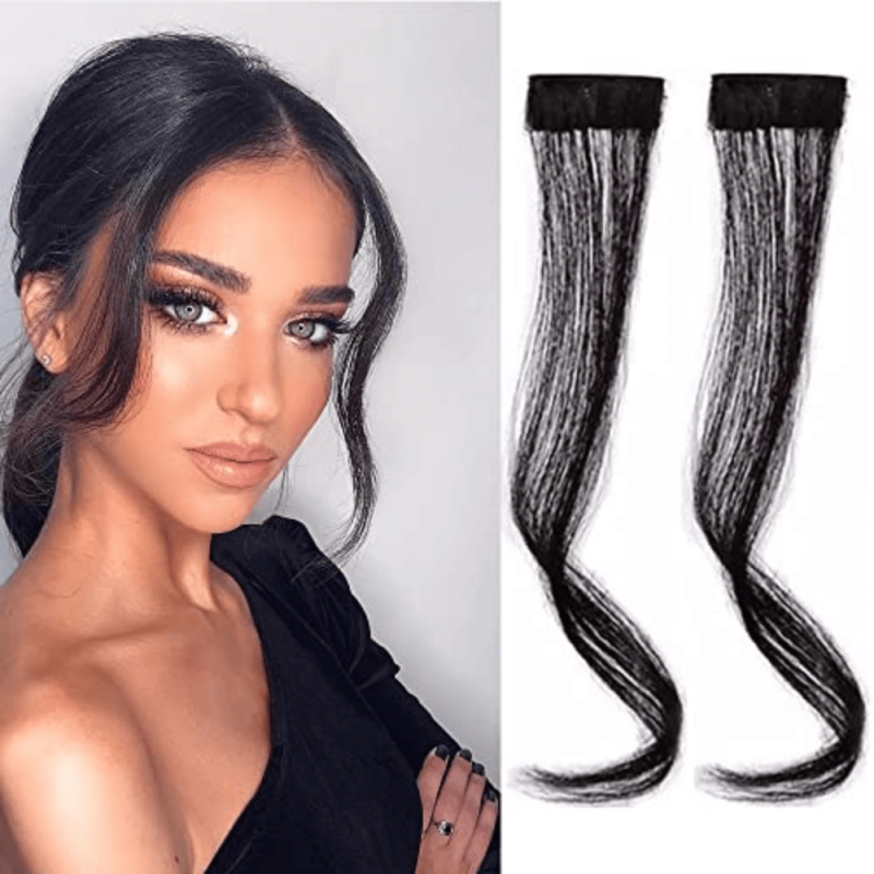 2pcs Synthetic Hair Bangs Middle Part Bangs Clip In Hair Piece for Women