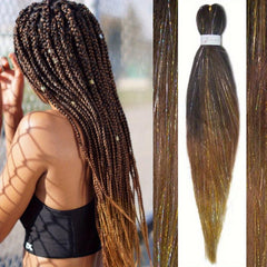 Y2K Braiding Hair Mix Tinsel Rainbow Extension Long Straight Colorful