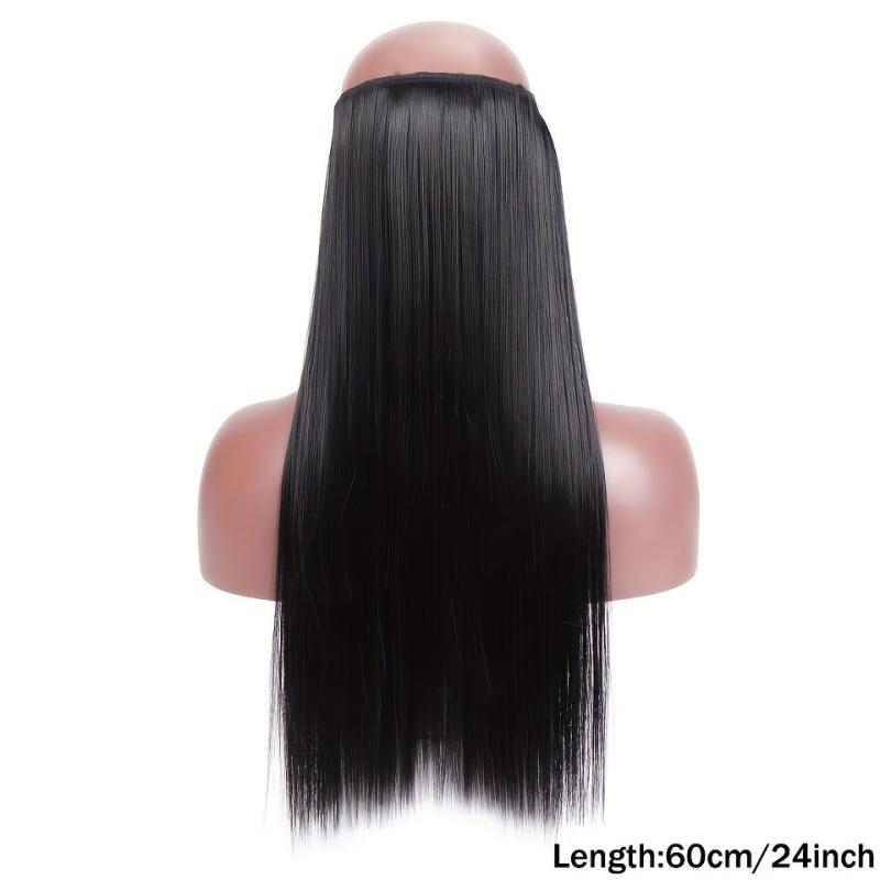 Invisible Wire Hair Extensions Natural Blonde False Hairpiece Long Wavy