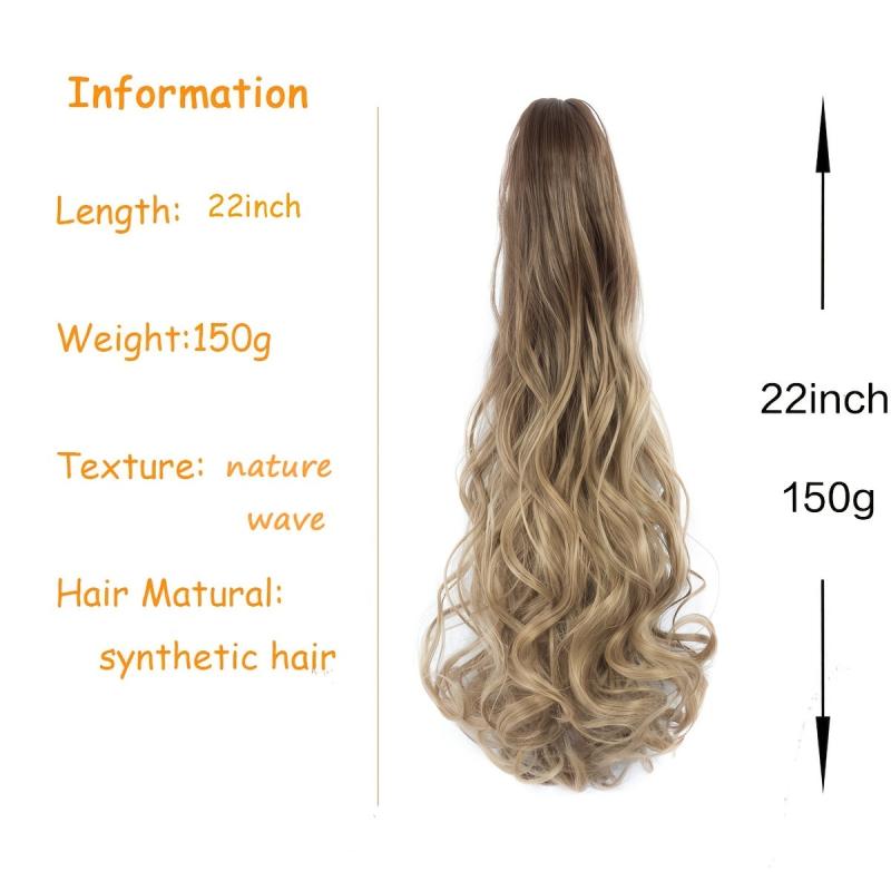 22 Inch Curly Wavy Ponytail Extensions with Claw Clip and Drawstring