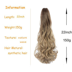 22 Inch Curly Wavy Ponytail Extensions with Claw Clip and Drawstring