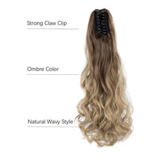 22 Inch Curly Wavy Ponytail Extensions with Claw Clip and Drawstring