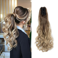 22 Inch Curly Wavy Ponytail Extensions with Claw Clip and Drawstring