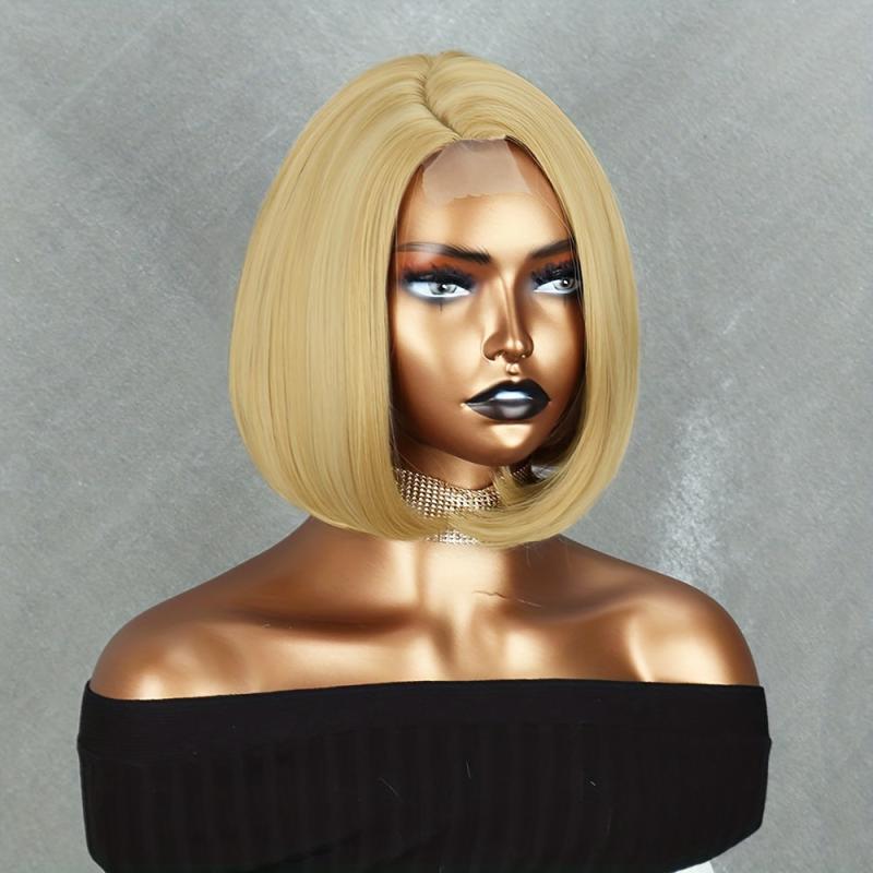 Short Bob Wig 4x1 Lace Wig 25 4 Cm Synthetic Straight Hair Replacement