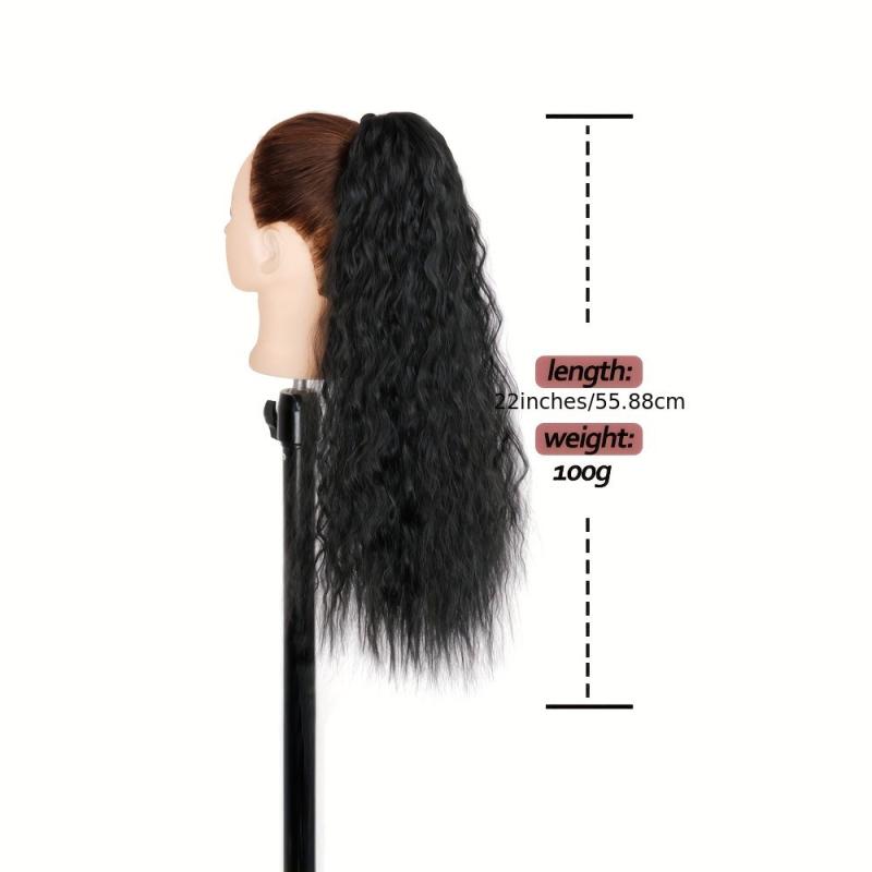 55-88cm Corn Curly Synthetic Ponytail Extensions for Women, Easy to Apply