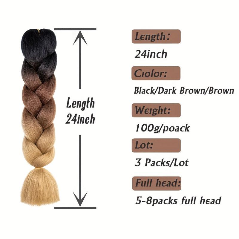 Colorful Jumbo Braiding Hair Extensions - 3 Packs