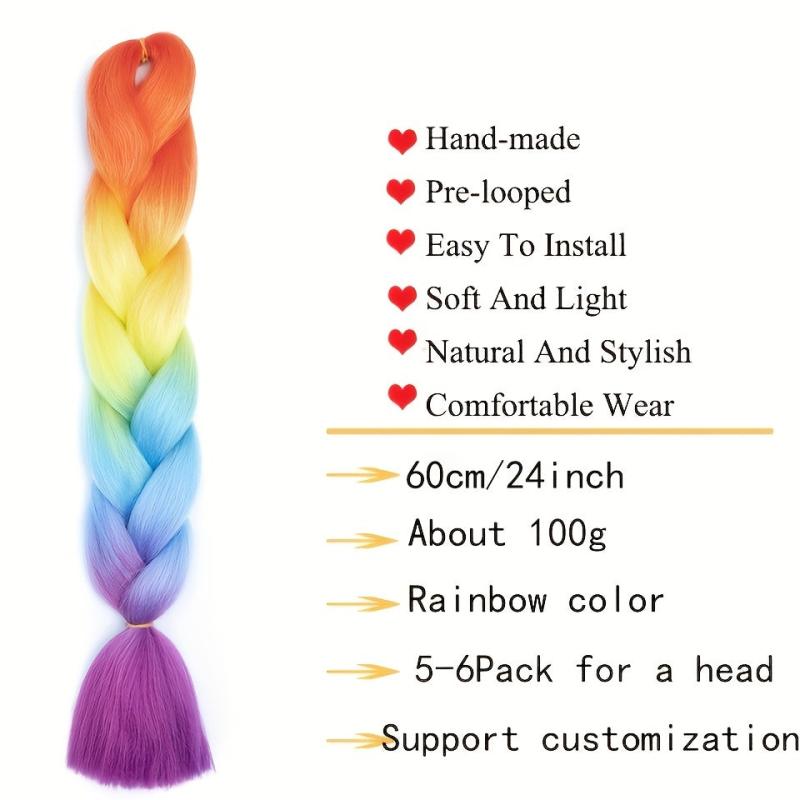 60 96 Cm Multicolor Jumbo Braiding Extension Synthetic Fiber Long Twist Braids