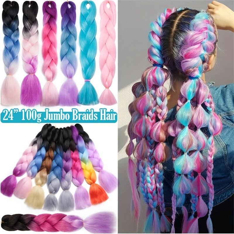 60 96 Cm Multicolor Jumbo Braiding Extension Synthetic Fiber Long Twist Braids