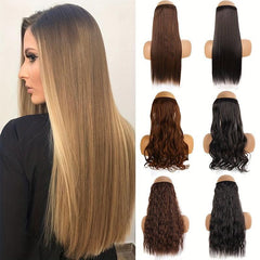 Long Straight Hair Pieces Synthetic Fishing Line Hair Extensions