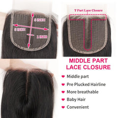 Brazilian Human Hair Lace Closure 20-32-60-96 Cm Straight