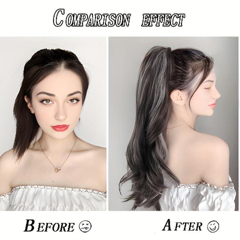 Synthetic Wavy Ponytail Extension Claw Clip Heat Resistant Soft Natural Fluffy