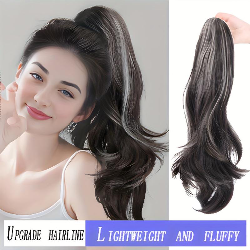 Synthetic Wavy Ponytail Extension Claw Clip Heat Resistant Soft Natural Fluffy