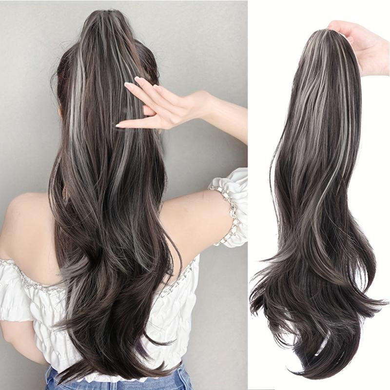 Synthetic Wavy Ponytail Extension Claw Clip Heat Resistant Soft Natural Fluffy