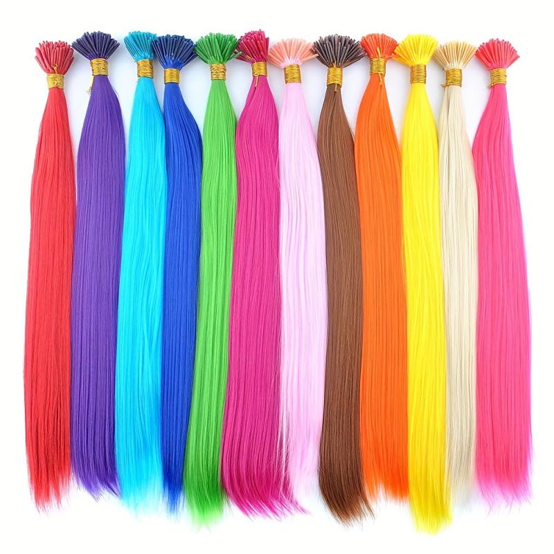 20 Strands 10 Colors I Tip Stick Hair Extensions 40-64 cm Synthetic Straight