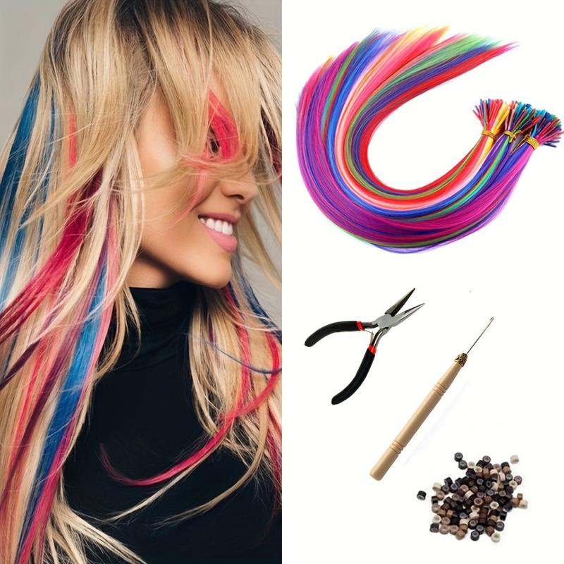 20 Strands 10 Colors I Tip Stick Hair Extensions 40-64 cm Synthetic Straight
