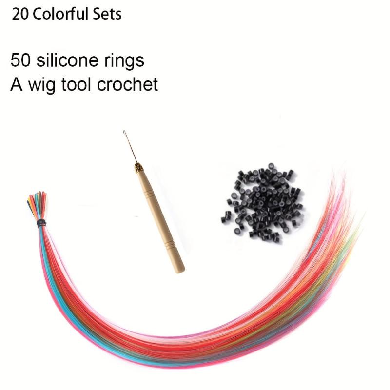 20 Strands 10 Colors I Tip Stick Hair Extensions 40-64 cm Synthetic Straight