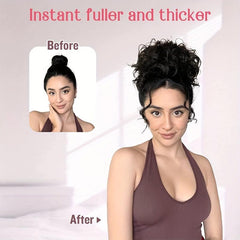 Messy Curly Bun Extension Synthetic Hair Piece with Drawstring Clip
