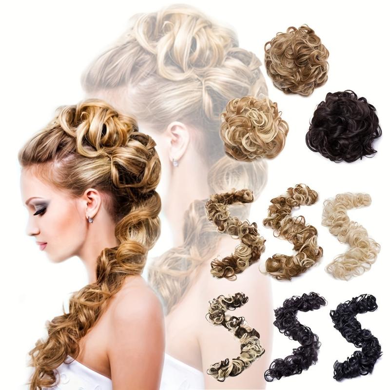 Messy Bun Hair Piece Bun Hair Scrunchie Fluffy Curly Updo DIY Ponytail Hairpiece