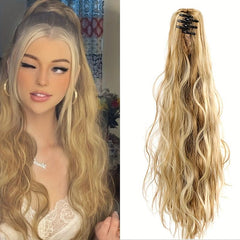 Water Wave Ponytail Extensions Clip In Long Ponytail Hairpieces For Women Girls