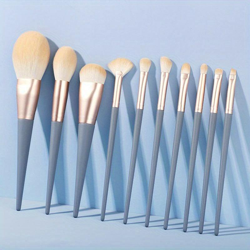 10pc Makeup Brush Set with Storage Case for Beginners & Girls