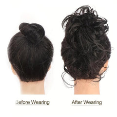 Messy Bun Hair Pieces Curly Clip In Claw Hairpieces Brown