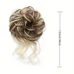 Messy Bun Hair Extensions Wavy Hair Wrapped In Ponytail Braids