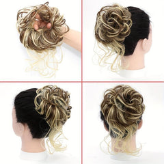 Messy Bun Hair Extensions Wavy Hair Wrapped In Ponytail Braids