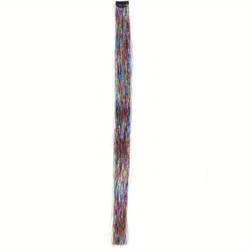 Colorful Glittering Hair Extensions - Laser Straight Tinsel for Halloween
