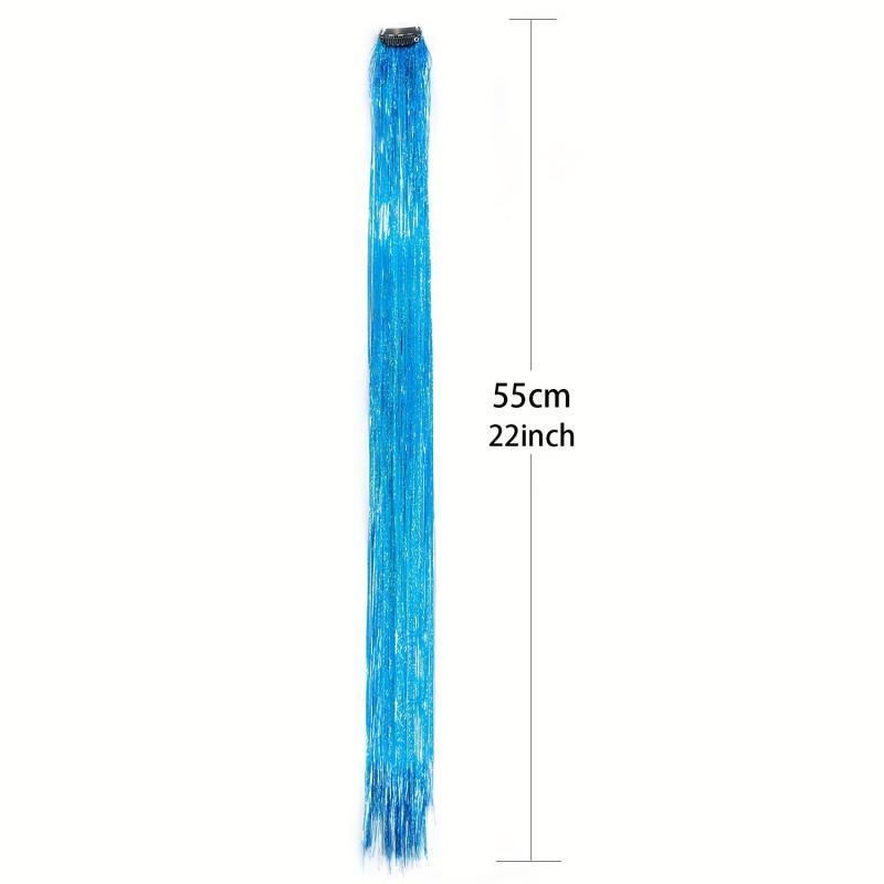Colorful Glittering Hair Extensions - Laser Straight Tinsel for Halloween