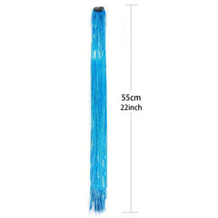 Colorful Glittering Hair Extensions - Laser Straight Tinsel for Halloween