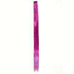 Colorful Glittering Hair Extensions - Laser Straight Tinsel for Halloween