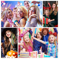 Colorful Glittering Hair Extensions - Laser Straight Tinsel for Halloween