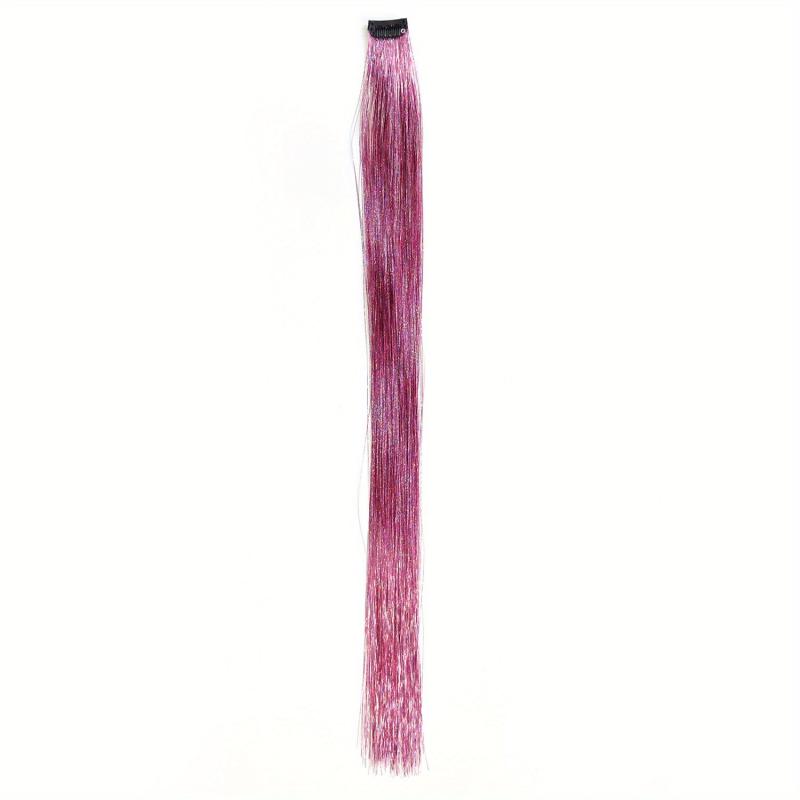 Colorful Glittering Hair Extensions - Laser Straight Tinsel for Halloween