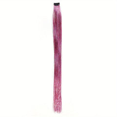 Colorful Glittering Hair Extensions - Laser Straight Tinsel for Halloween