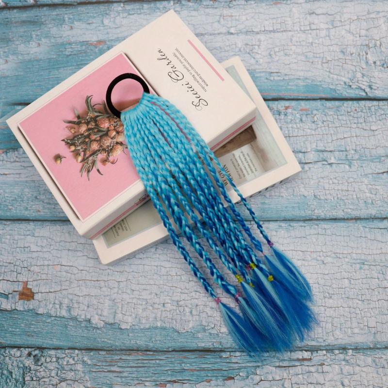 Colorful Braid Ponytail Extensions With Hair Rope - Hair Accessories