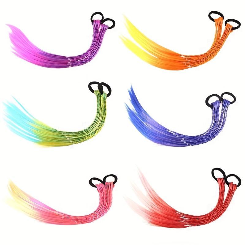 Colorful Braid Ponytail Extensions With Hair Rope - Hair Accessories