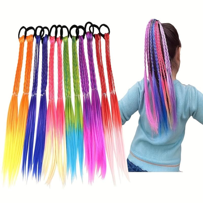 Colorful Braid Ponytail Extensions With Hair Rope - Hair Accessories