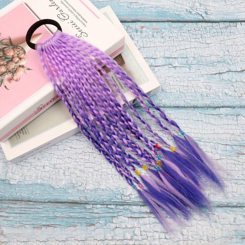 Colorful Braid Ponytail Extensions With Hair Rope - Hair Accessories