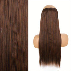 55 88 cm Straight Fish Line Hair Extensions No Clips Heat Resistant Fiber