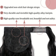 Long Curly Wavy Ponytail Extensions with Hair Tie Synthetic Fiber Wrap Around